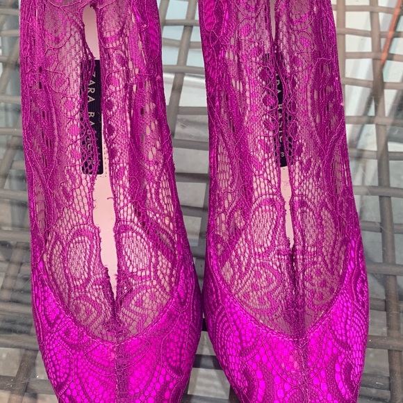 Zara Pink Lace pointy stiletto high heels - Picture 2 of 10